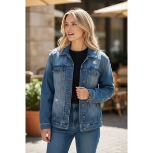 Black Label C'est Toi Womens Denim Jean Jacket Distressed Grunge Size Med.